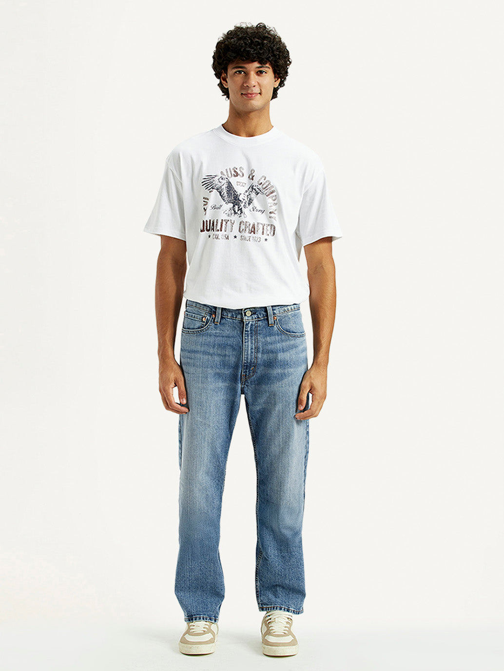 Men's 555 Light Indigo Loose Fit Mid Rise Jeans - Front View