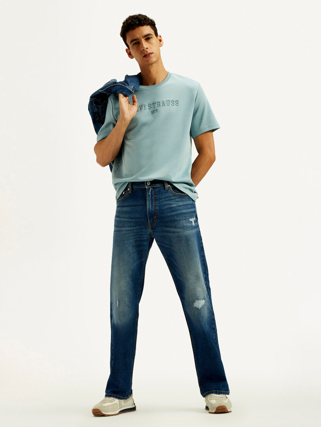 Men's 555 Med Indigo Loose Fit Mid Rise Jeans