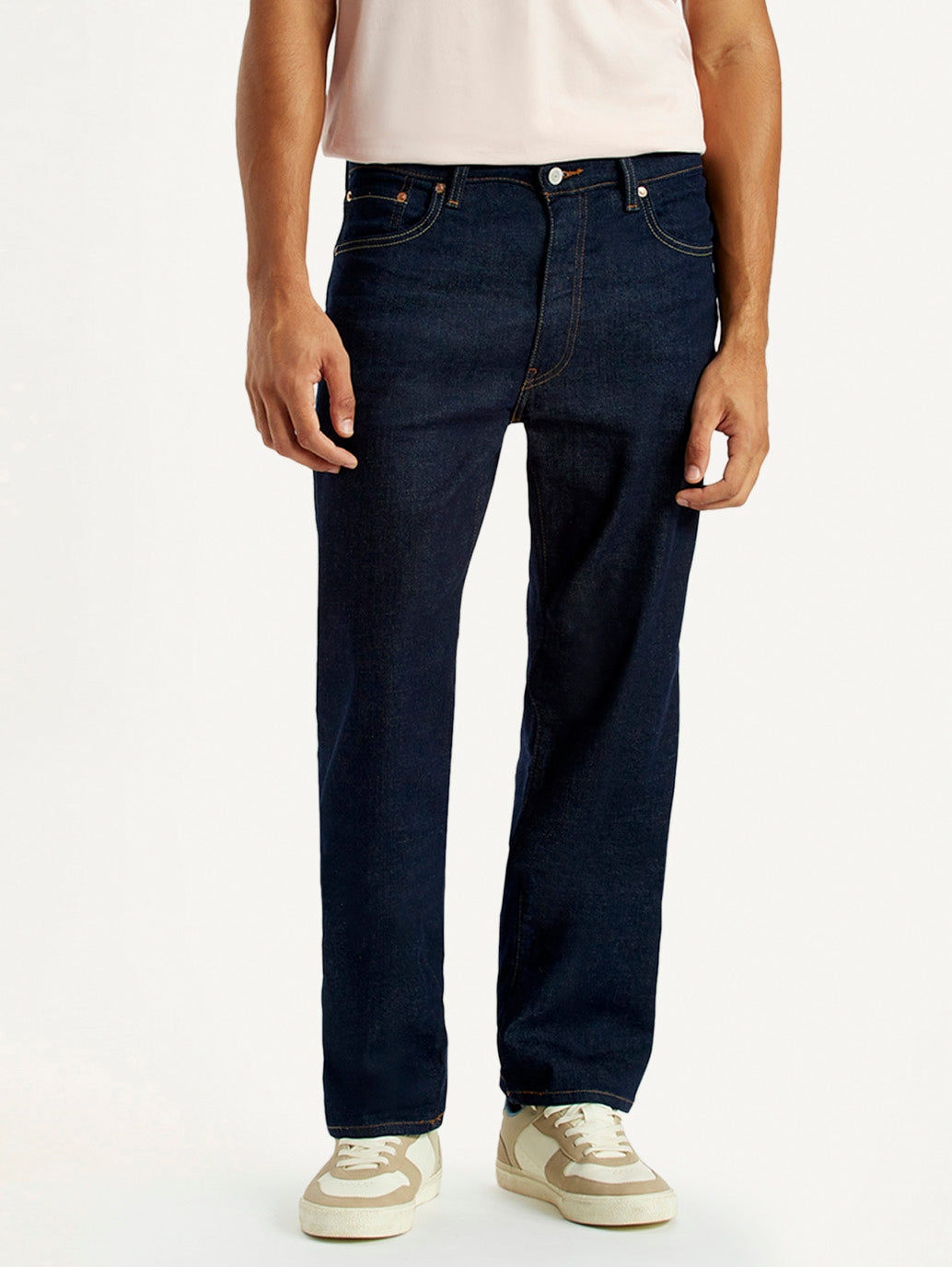 Men's 555 Dark Indigo Loose Fit Mid Rise Selvedge Jeans - Front View