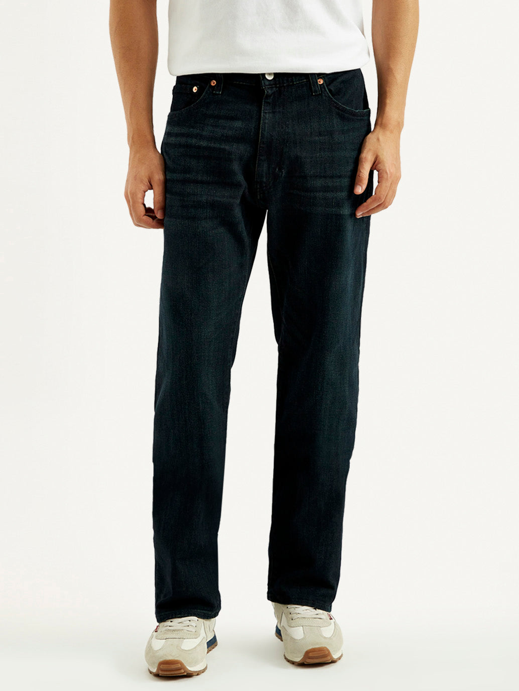 Men's 555 Dark Blue Loose Fit Mid Rise Jeans - Front View
