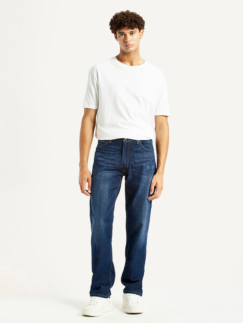 Men's 555 Dark Blue Loose Fit Mid Rise Jeans - Front View