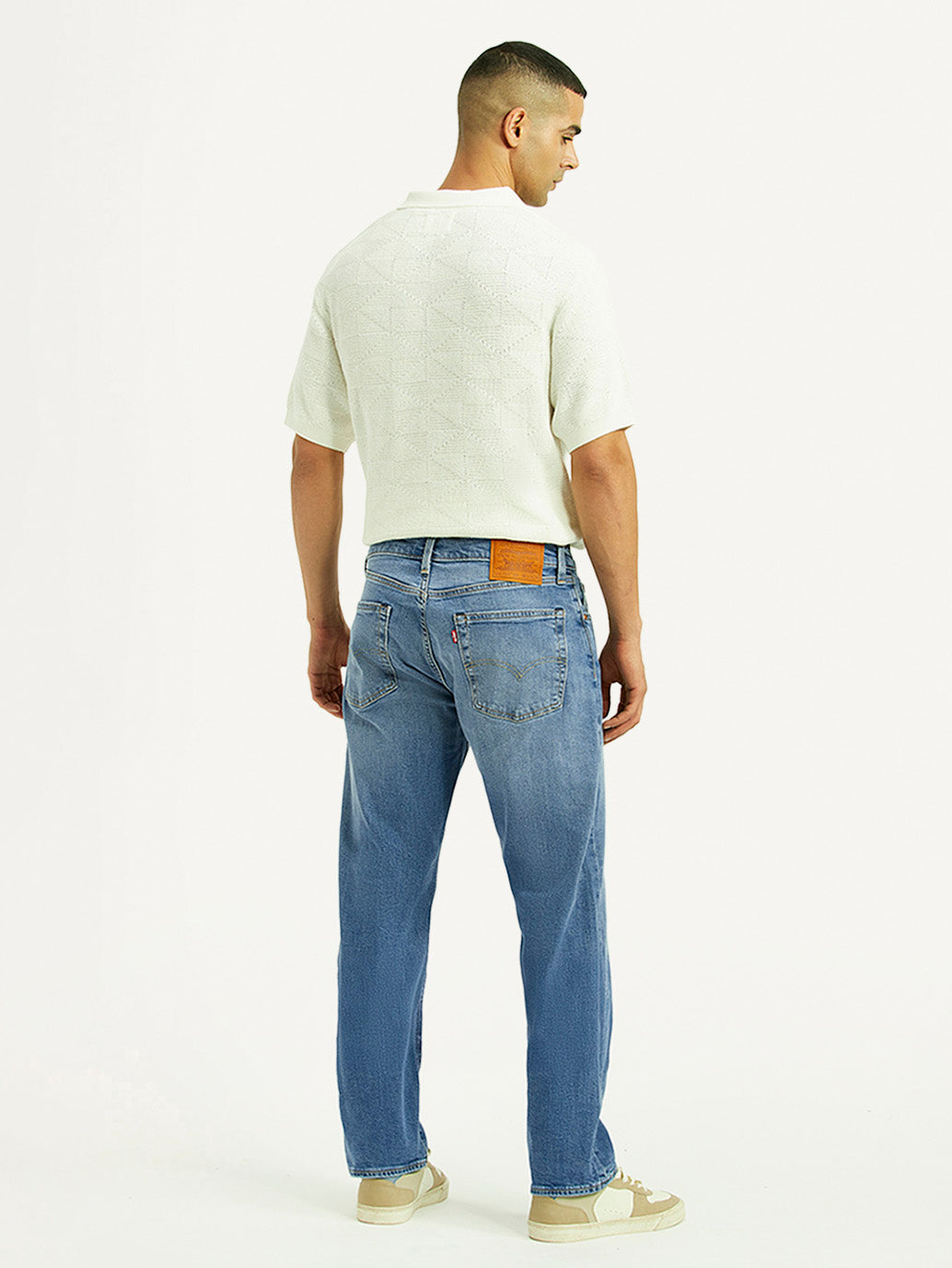 Men's 555 Light Blue Relaxed Straight Straight Fit Mid Rise Jeans - Back View