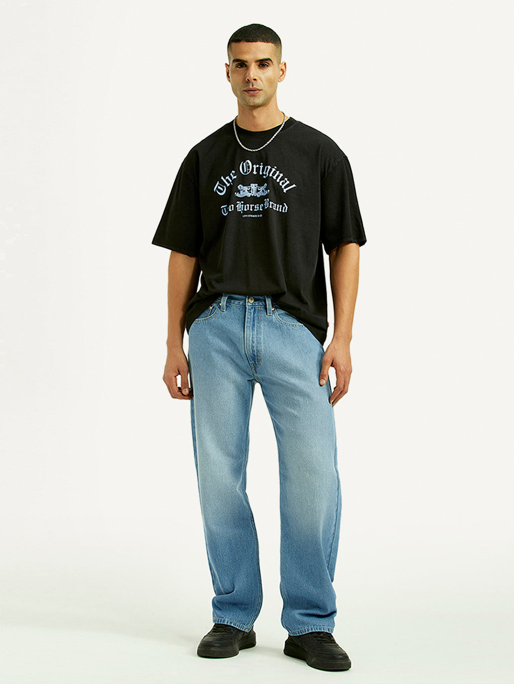 Men's 555 Light Blue Relaxed Straight Fit Mid Rise Jeans