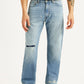 Men's 555 Light Blue Relaxed Straight Fit Mid Rise Jeans - Front View