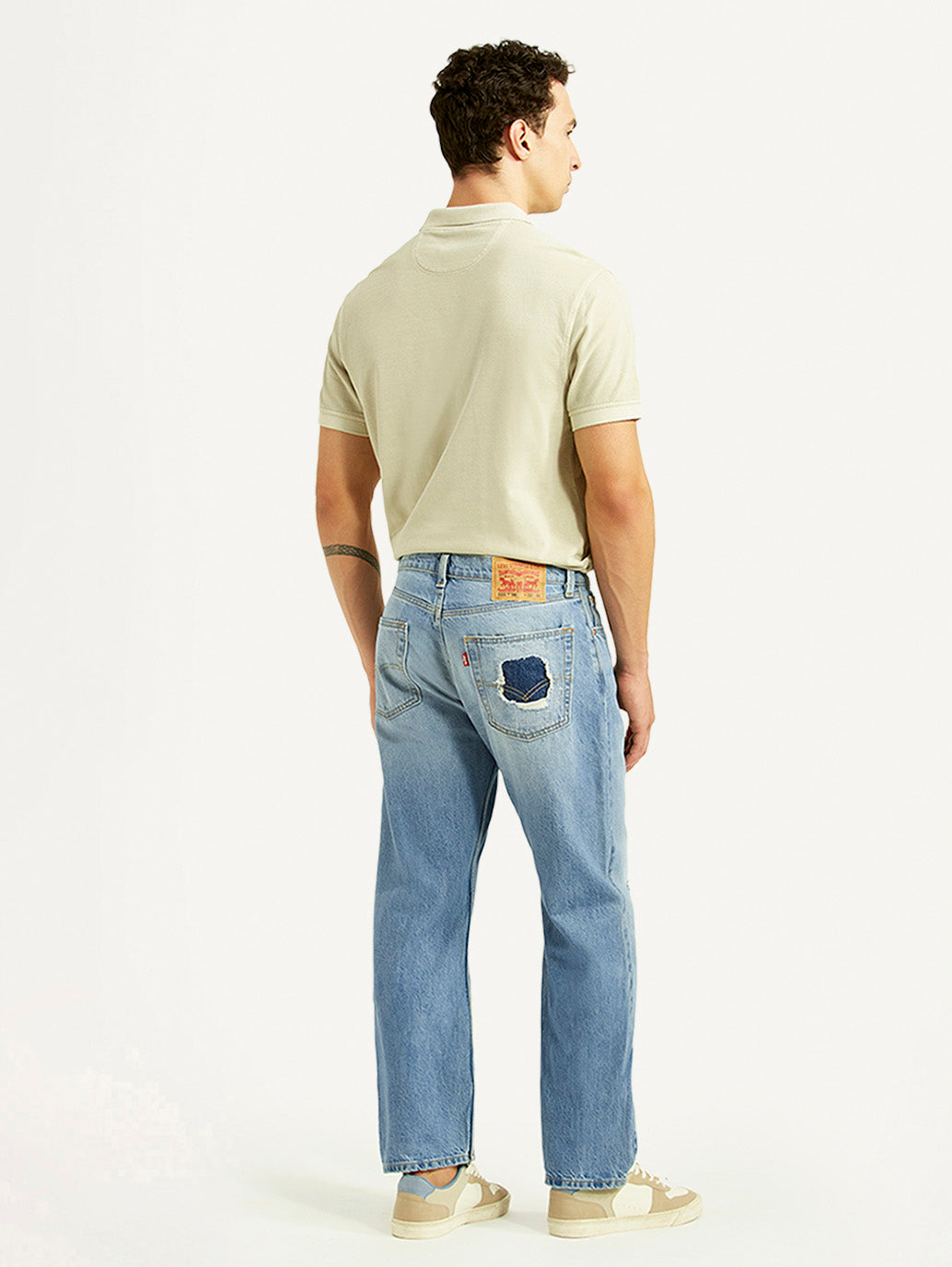 Men's 555 Light Blue Relaxed Straight Fit Mid Rise Jeans - Back View