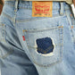 Men's 555 Light Blue Relaxed Straight Fit Mid Rise Jeans - Detail View