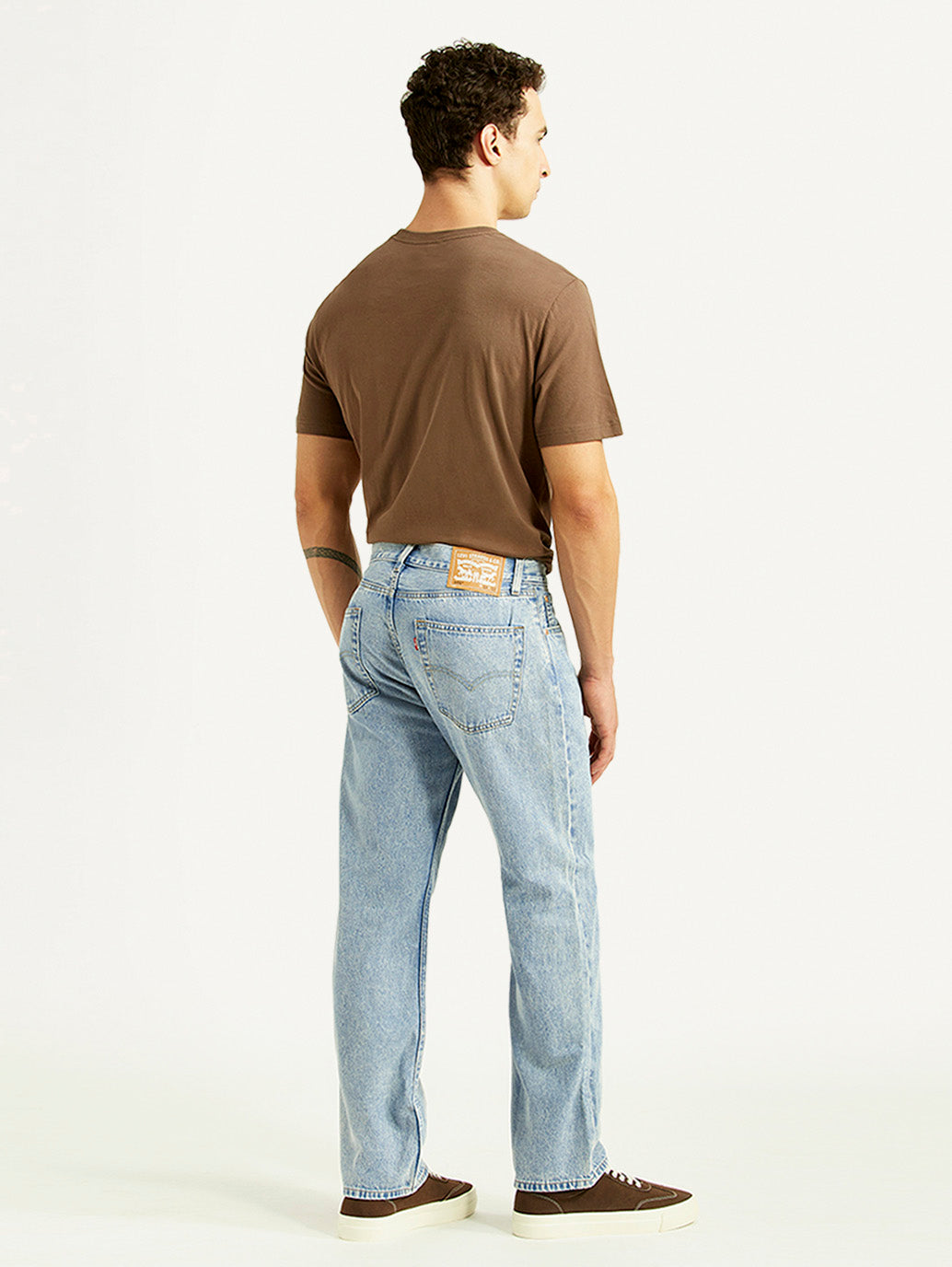 Men's 555 Light Blue Relaxed Straight Fit Mid Rise Jeans - Back View