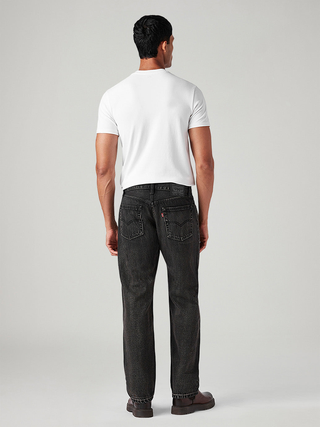 Men's 555 Charcoal Grey Relaxed Straight Fit Mid Rise Tinted Jeans - Back View