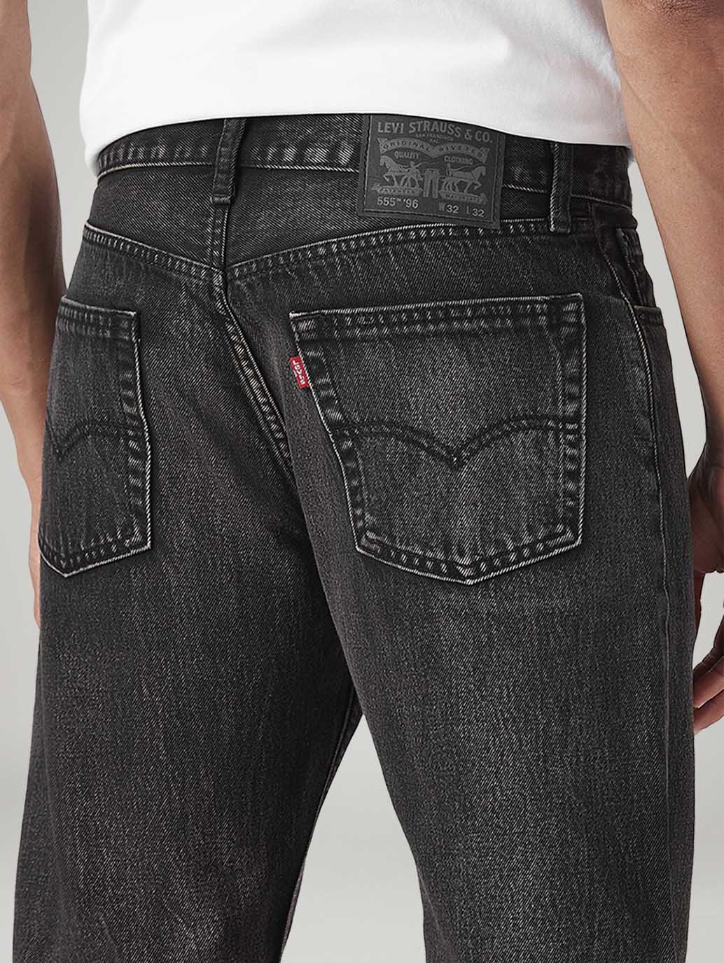 Men's 555 Charcoal Grey Relaxed Straight Fit Mid Rise Tinted Jeans - 20 View