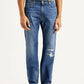 Men's 555 Blue Relaxed Straight Fit Mid Rise Selvedge Jeans - Front View