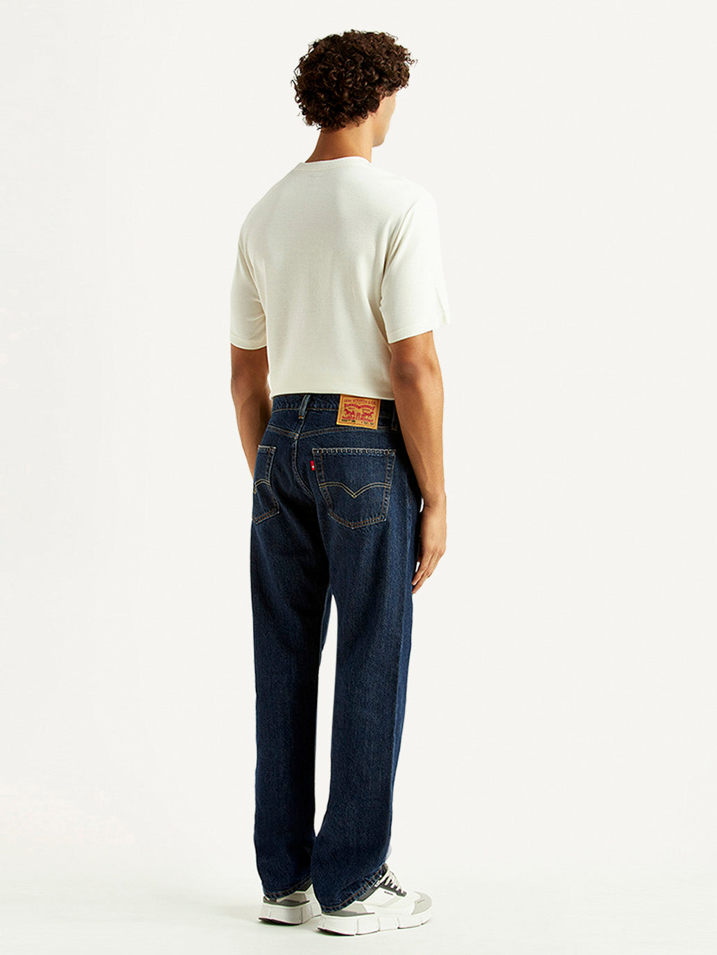 Men's 555 Navy Relaxed Straight Fit Mid Rise Jeans - Back View