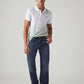 Men's 555 Dark Blue Relaxed Straight Fit Mid Rise Cross Hatch Jeans - Styleshot View