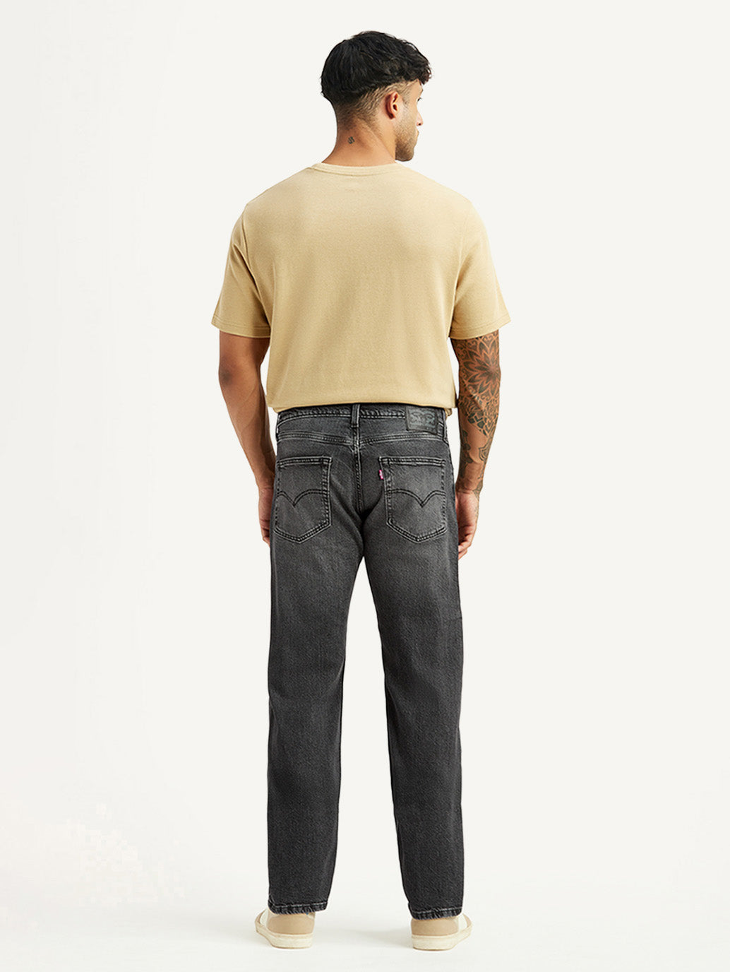 Men's 555 Charcoal Grey Relaxed Straight Fit Mid Rise Jeans - Back View