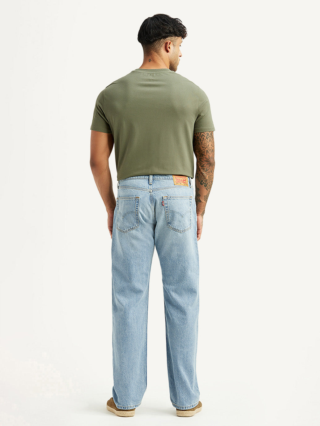 Men's 555 Light Blue Relaxed Straight Fit Mid Rise Jeans - Back View