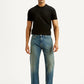 Men's 555 Blue Relaxed Straight Fit Mid Rise Tinted Jeans - Front View