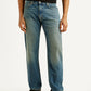 Men's 555 Blue Relaxed Straight Fit Mid Rise Tinted Jeans - Front View