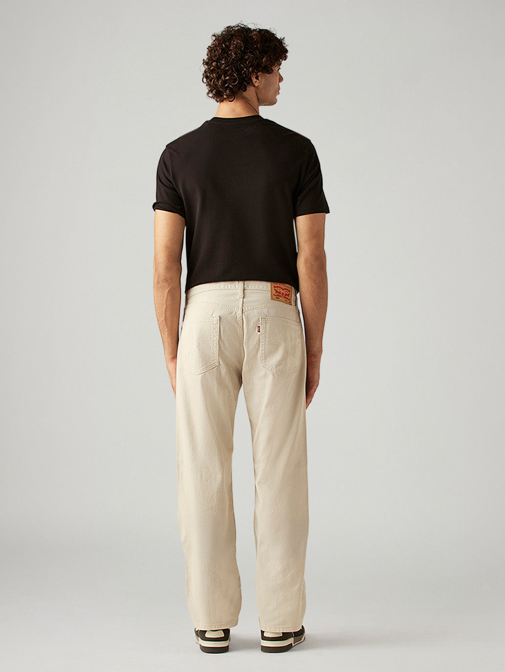 Men's 555 Beige Relaxed Straight Fit Mid Rise Jeans - Back View