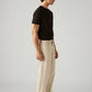 Men's 555 Beige Relaxed Straight Fit Mid Rise Jeans - Side View