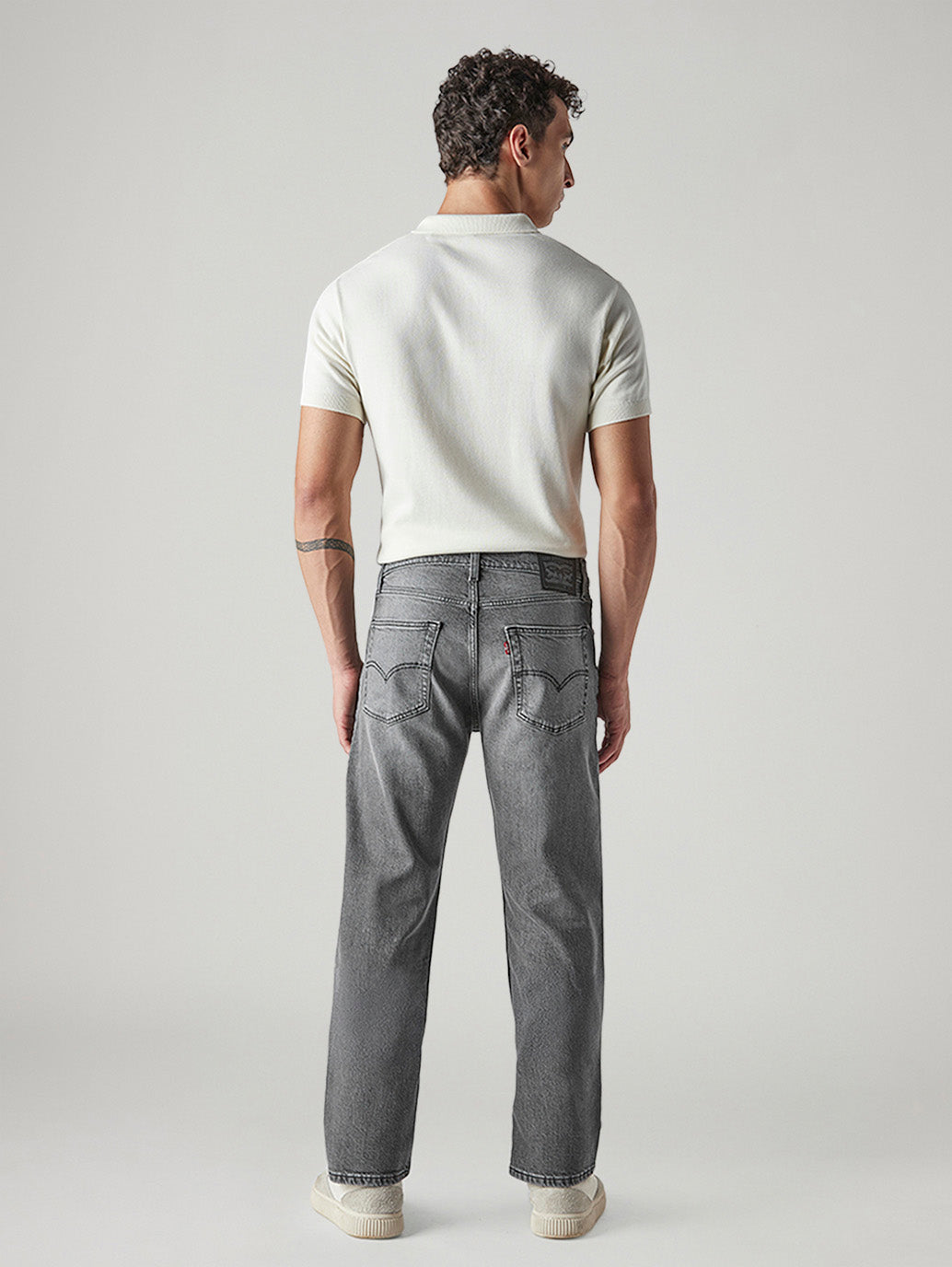 Men's 555 Grey Relaxed Straight Fit Mid Rise Jeans - Back View