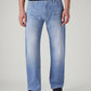 Men's 555 Light Indigo Relaxed Straight Fit Mid Rise Selvedge Jeans - 20 View