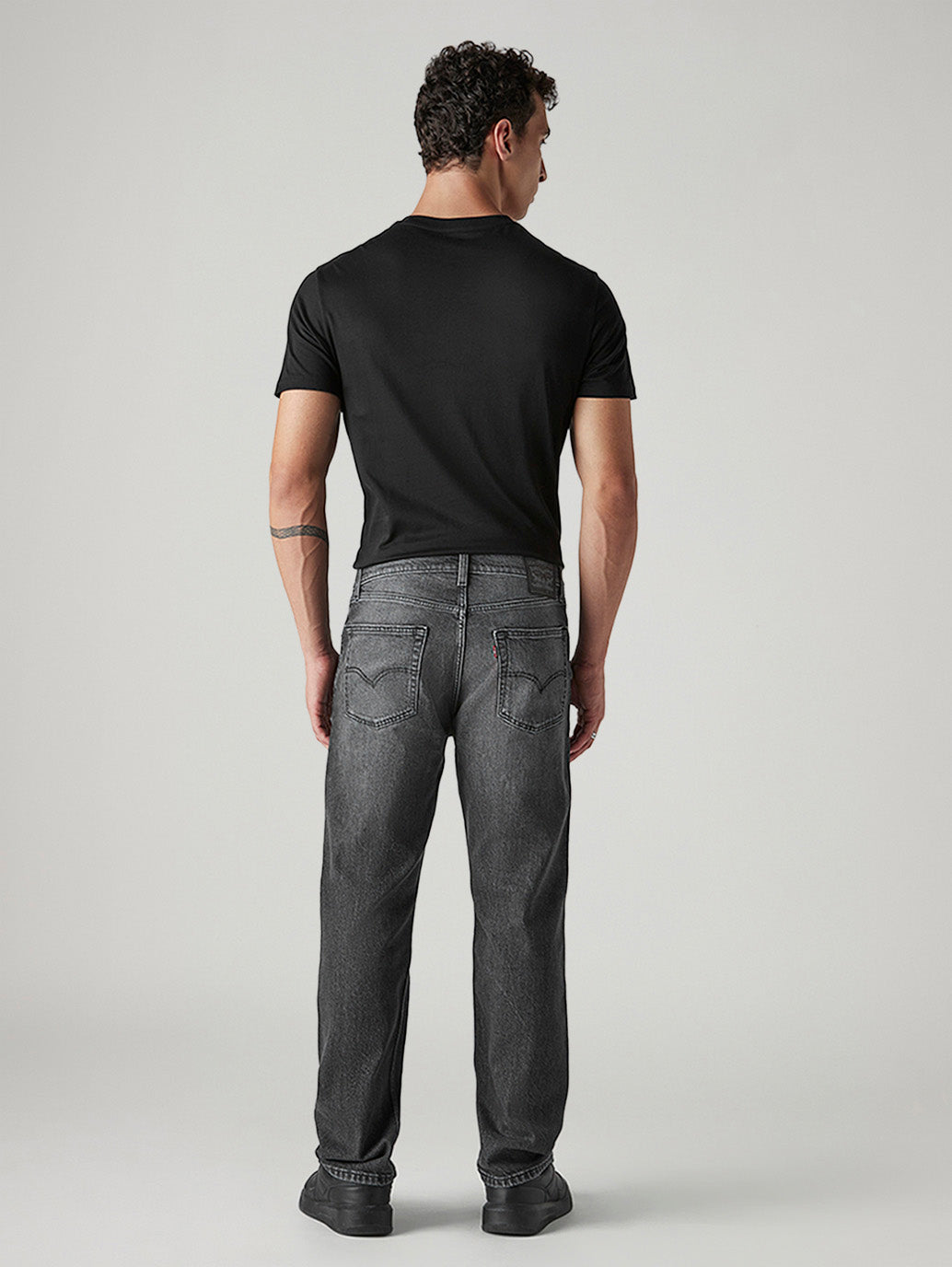Men's 555 Charcoal Grey Relaxed Straight Fit Mid Rise Jeans - Back View
