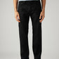 Men's 555 Black Relaxed Straight Fit Mid Rise Jeans - Front View