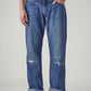 Men's 555 Blue Relaxed Straight Fit Mid Rise Selvedge Jeans - 20 View