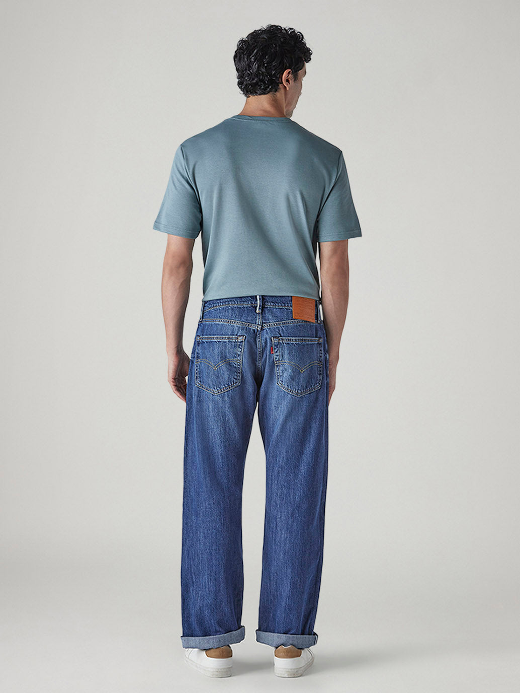 Men's 555 Blue Relaxed Straight Fit Mid Rise Selvedge Jeans - 20 View