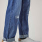 Men's 555 Blue Relaxed Straight Fit Mid Rise Selvedge Jeans - 20 View