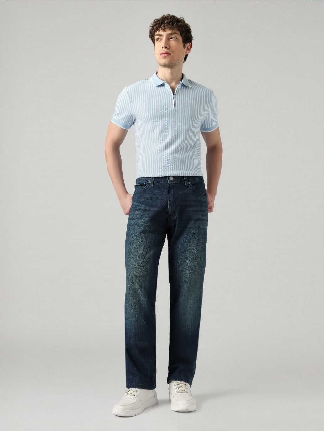 Men's 505 Blue Straight Fit Mid Rise Tinted Jeans