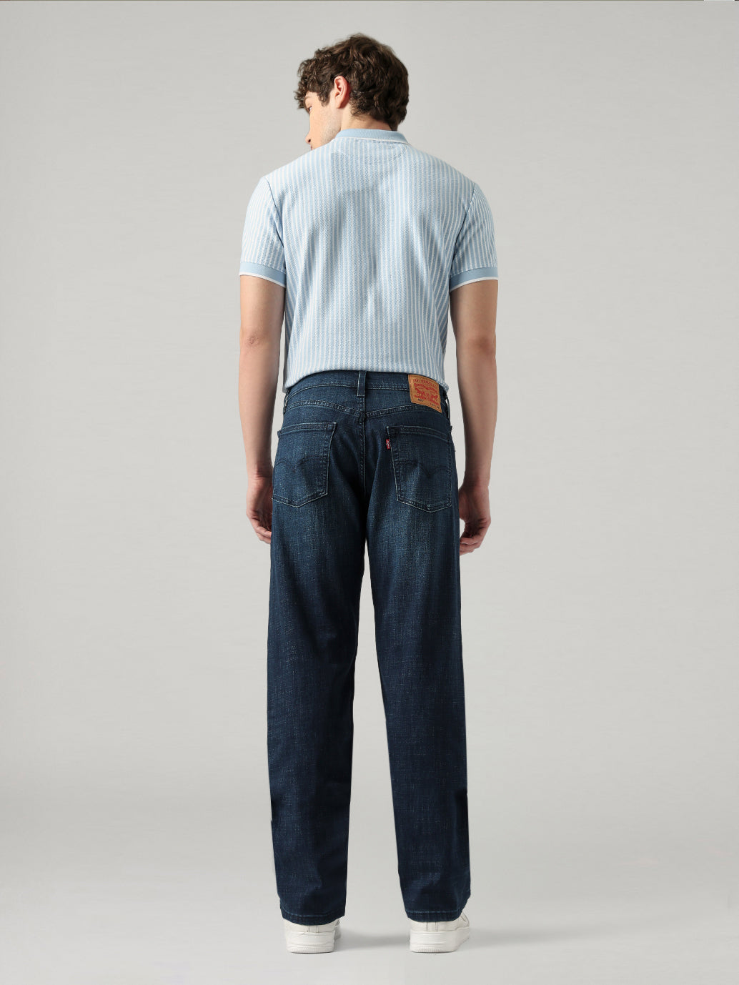 Men's 505 Blue Straight Fit Mid Rise Tinted Jeans - Back View
