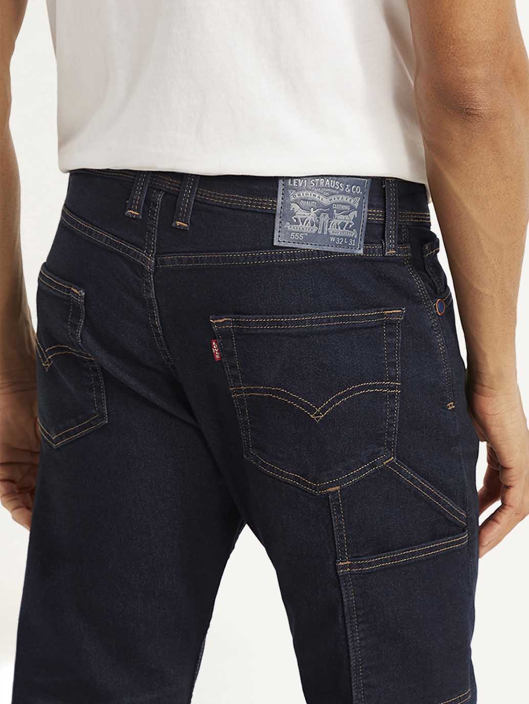 Men's 555 Navy Blue Relaxed Straight Mid Rise Utility  Jeans - d2de76cf-f81b-4cea-9e88-1227b15b8d32 View