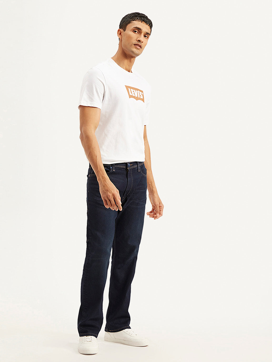 Men's 555 Navy Blue Relaxed Straight Mid Rise Utility  Jeans - 62dc3053-9c42-4a1b-86c5-1399d43475e5 View
