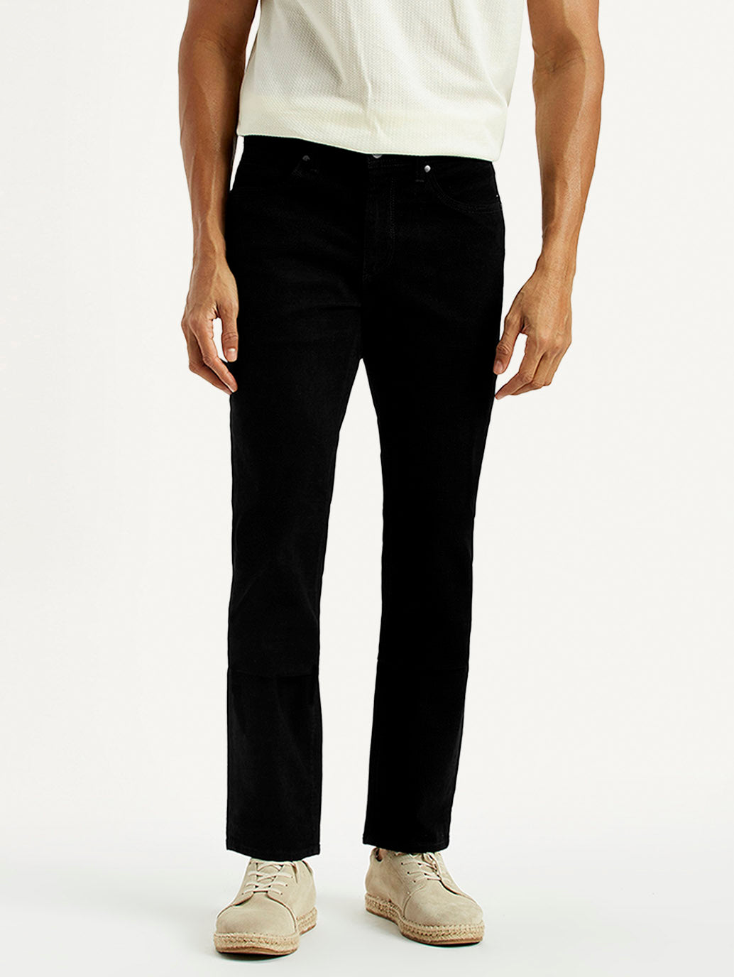 Men's Redloop 511 Black Slim Fit Mid Rise Jeans - Front View