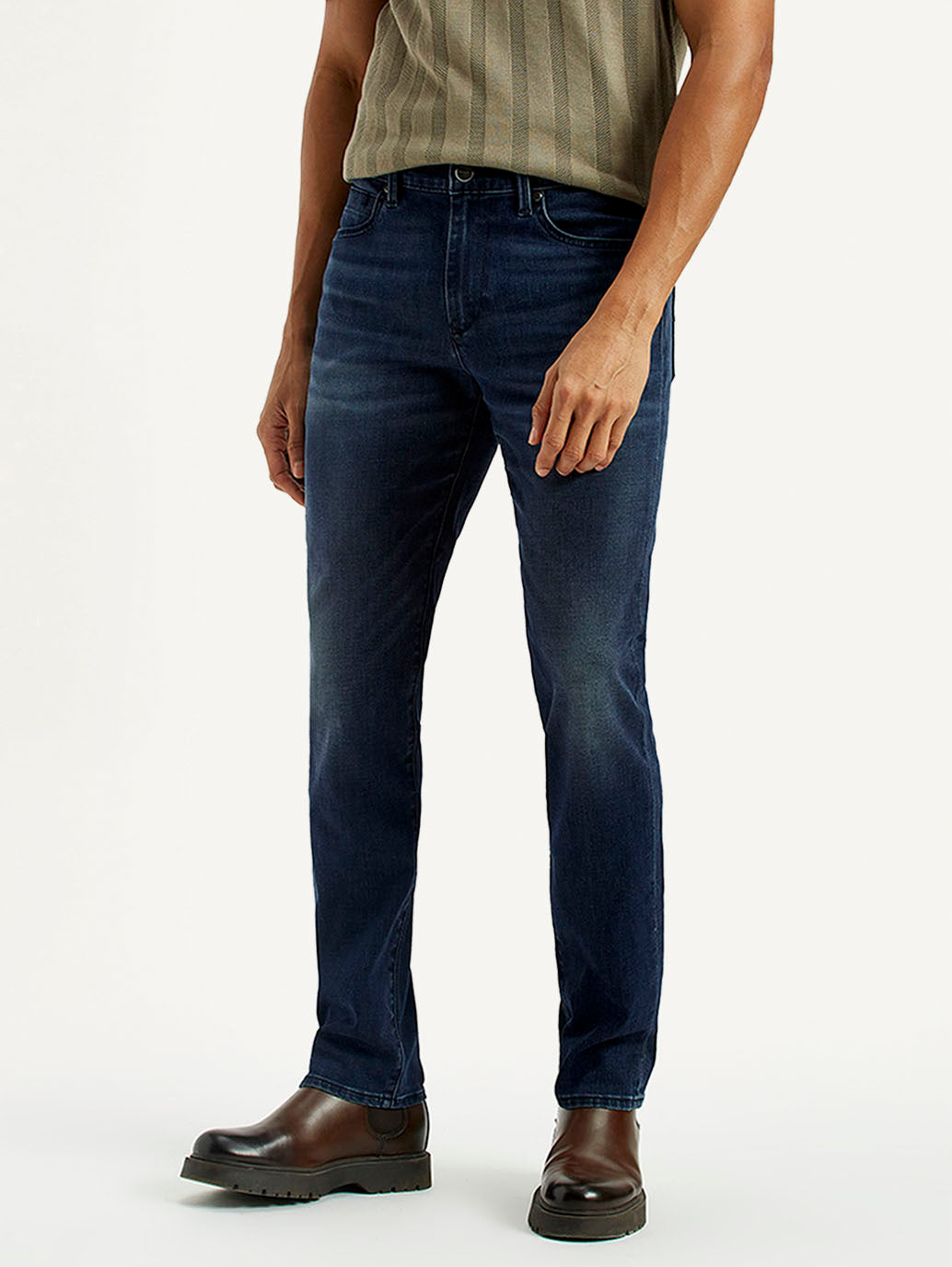 Men's Redloop 511 Dark Indigo Slim Fit Mid Rise Jeans - Front View