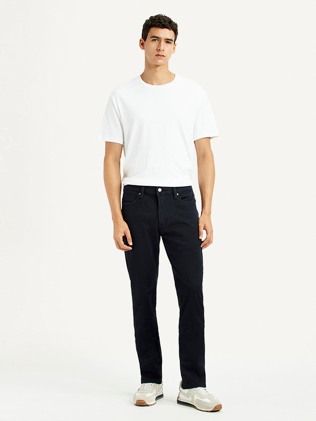 Men's Redloop 511 Black Slim Fit Mid Rise Jeans - Front View