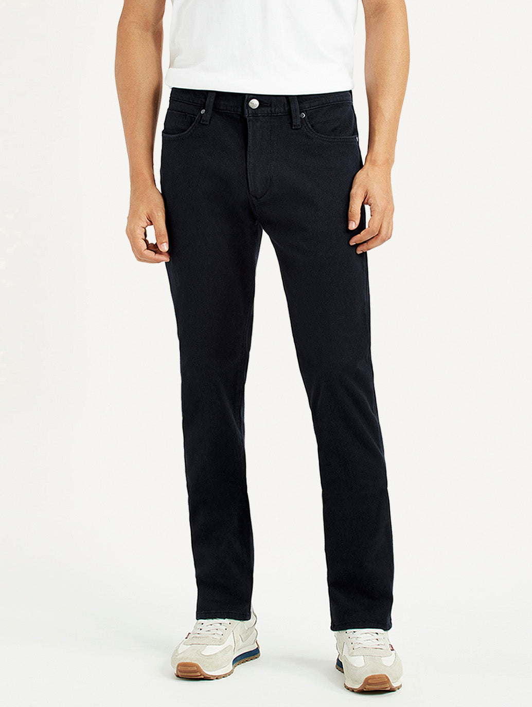 Men's Redloop 511 Black Slim Fit Mid Rise Jeans - Front View
