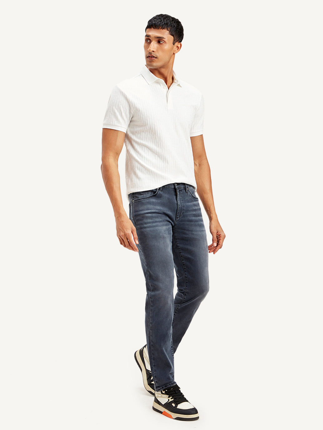 Men's Redloop 511 Grey Slim Fit Mid Rise Jeans - Side View