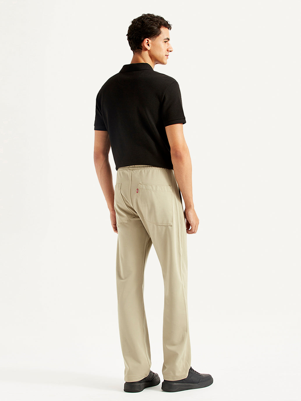 Men's 555'96 Beige Relaxed Straight Fit Tech Pants - Back View