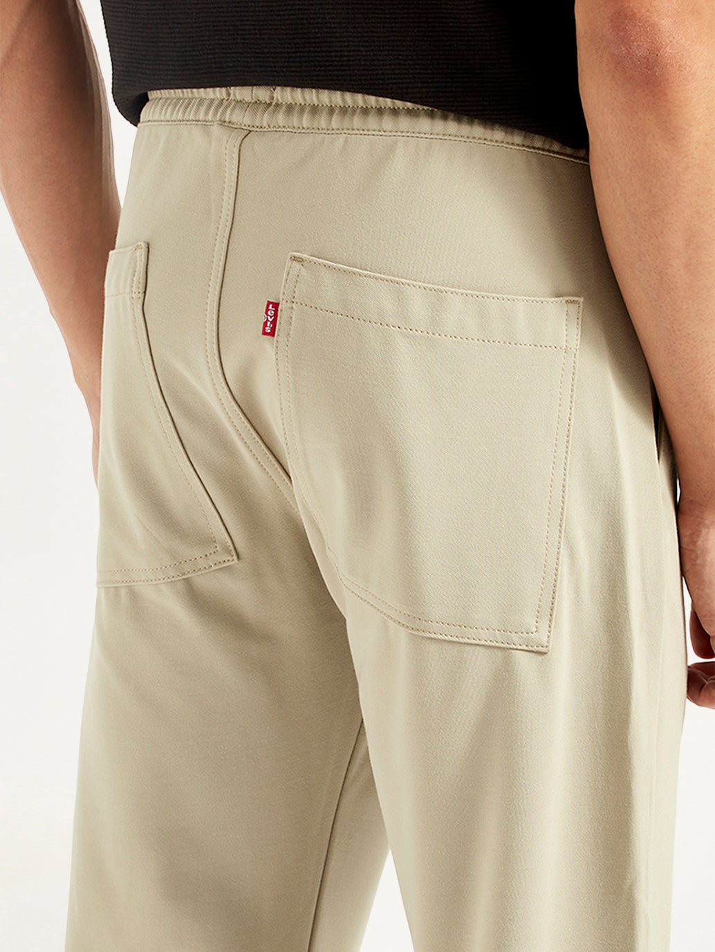 Men's 555'96 Beige Relaxed Straight Fit Tech Pants - Detail View