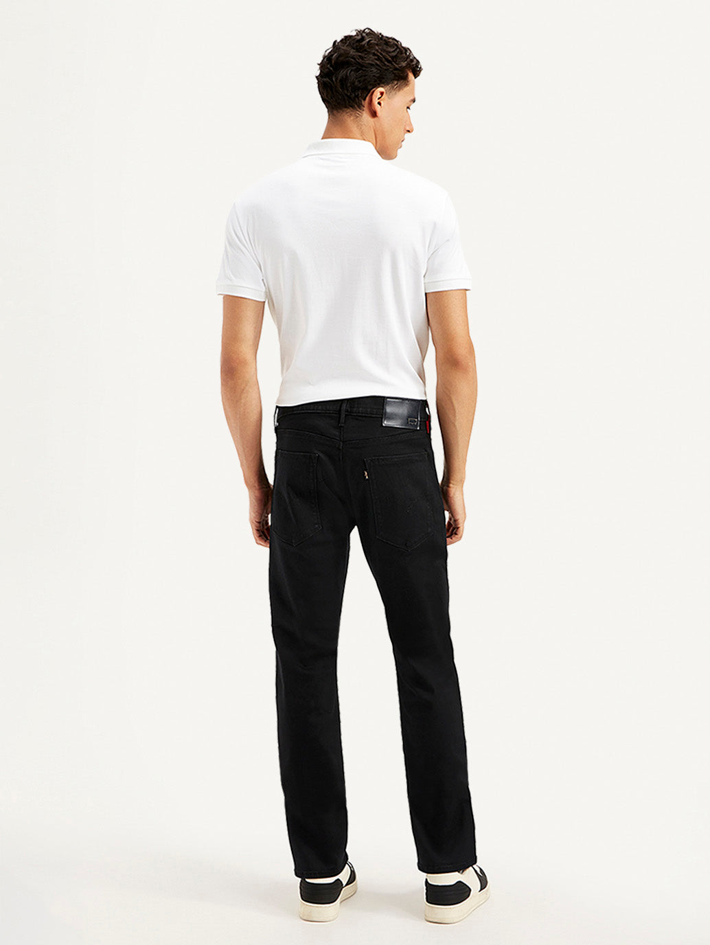 Men's Redloop 513 Black Slim Straight Fit Mid Rise Jeans - Back View