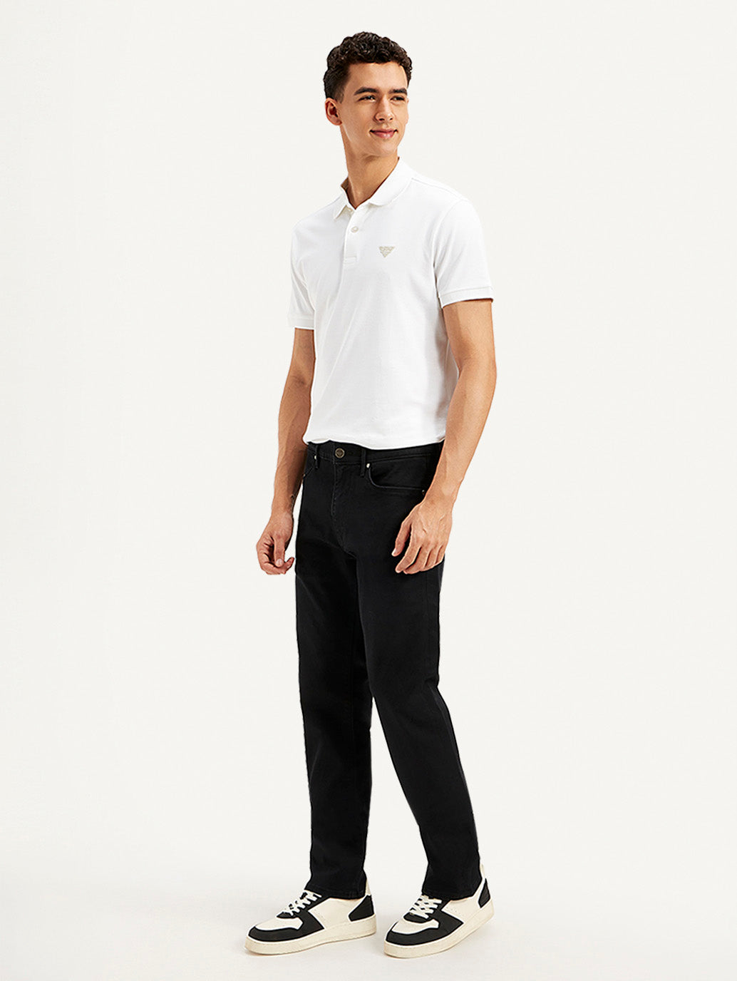 Men's Redloop 513 Black Slim Straight Fit Mid Rise Jeans - Side View