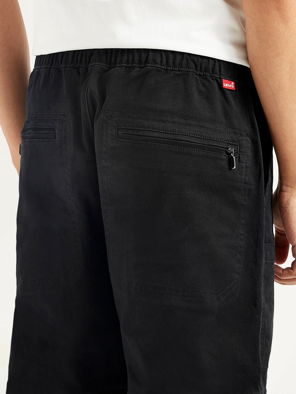 Men's Black Regular Fit Utility Cargo Trousers - Detail View