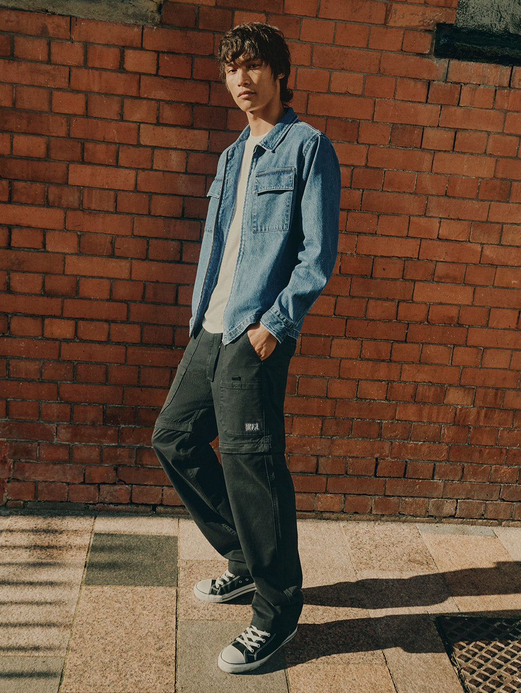 Men's Black Regular Fit Utility Cargo Trousers - moodshot View