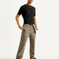 Men's Taupe Regular Fit Utility Cargo Trousers - Elevated View