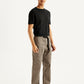 Men's Taupe Regular Fit Utility Cargo Trousers - Side View