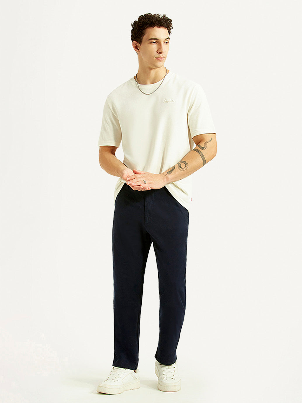 Men's Navy Relaxed Straight Fit Chinos