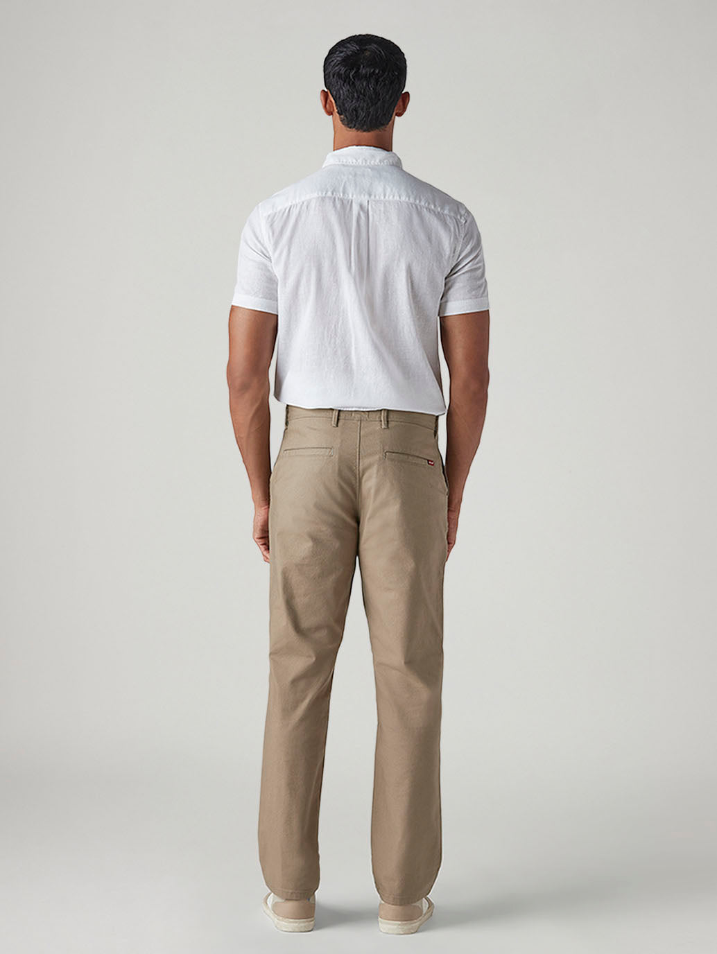 Men's Khaki Authentic Relaxed Fit Mid Rise Chinos - Back View