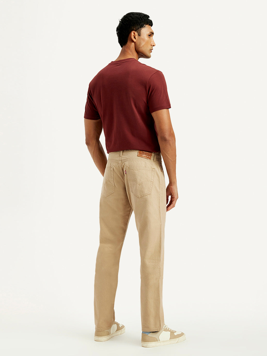 Men's Redloop 541 Beige Athletic Tapered Fit Mid Rise Selvedge Jeans - Back View