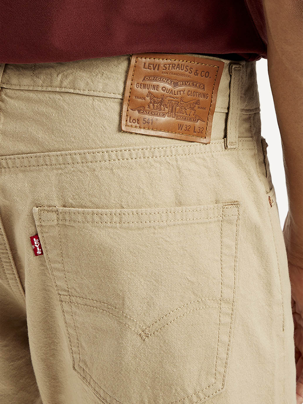 Men's Redloop 541 Beige Athletic Tapered Fit Mid Rise Selvedge Jeans - Detail View